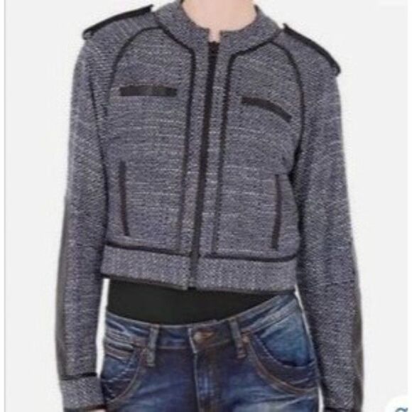SASS & BIDE There & Back "Oh Yes" Gray Fitted Crop Motorcycle Jacket Siz… - Picture 8 of 8
